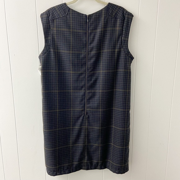 Pendleton vintage 100% wool tartan print dress, shift dress, navy blue tartan - Picture 9 of 10